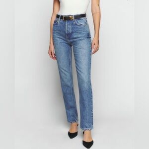Reformation Cynthia High Rise Straight Jeans in Colorado Wash 26